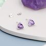 Genuine Amethyst Trillion Cut Stud Earrings, thumbnail 1 of 9
