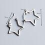 Sterling Silver Star Shape Hoop Earrings, thumbnail 3 of 6