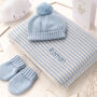 Baby Boy Mini Stripe Blue Blanket, thumbnail 1 of 12