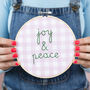 Joy And Peace Gingham Embroidery Hoop Kit, thumbnail 1 of 6