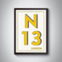 N13 Palmer's Green London Postcode Typography Print, thumbnail 3 of 10