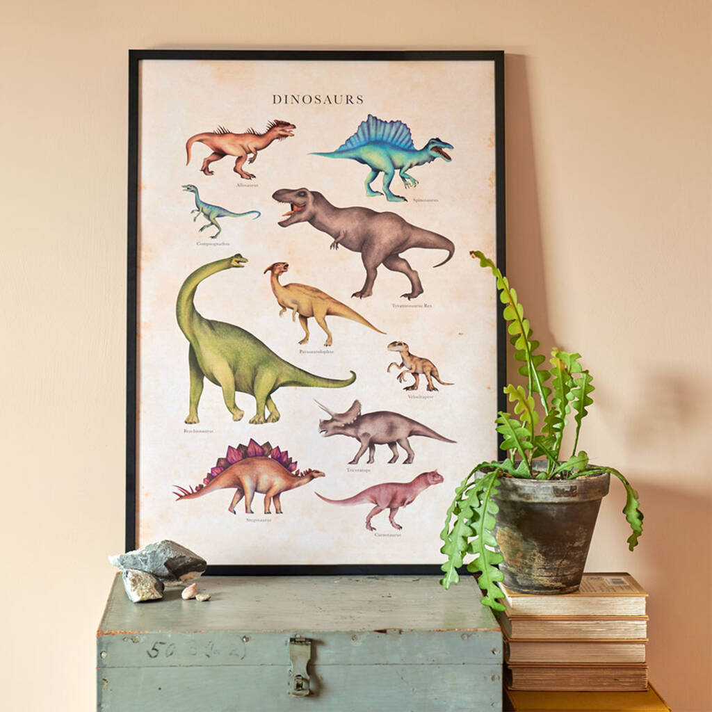 Vintage Dinosaurs Children's Art Print, 1 of 4