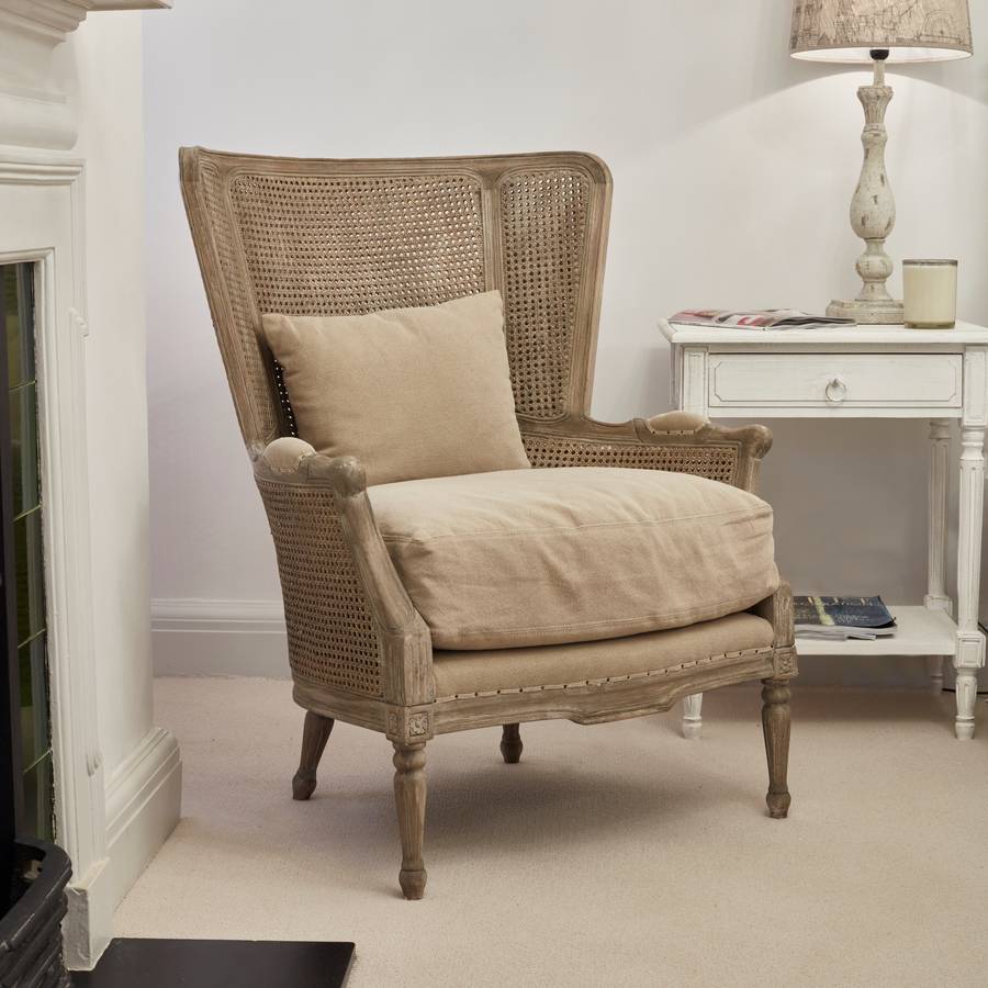 marlborough bergere chair with linen cushions by one world trading