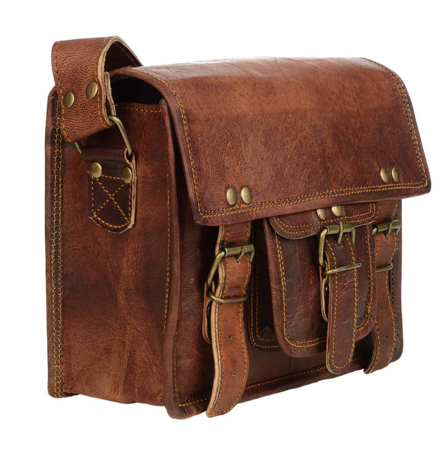 vintage style brown leather laptop satchel by paper high ...