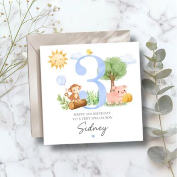 Farm Animals 3rd Birthday Card, 1st 2nd Birthday Card For Son, Daughter, Any Relationship, 7 of 7