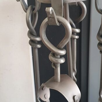 Heavy Pewter Five Piece Fireplace Companion Set Accessories, 2 of 10