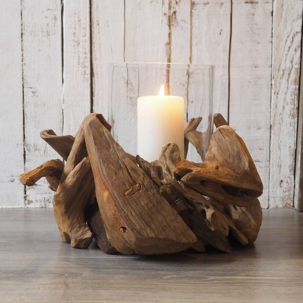 reclaimed wood candle holder by za za homes