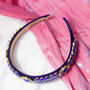 Leaf Diamante Gem Headband In Blue, thumbnail 4 of 4