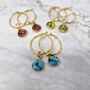 18k Gold Vermeil Plated Birthstone Round Hoops, thumbnail 1 of 7
