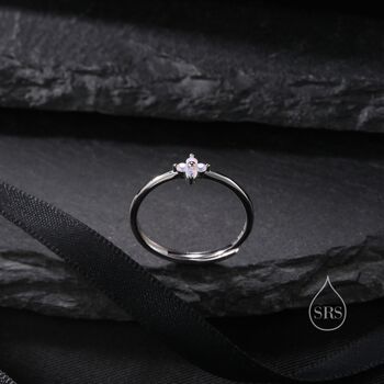 Pink Hydrangea Cz Flower Minimalist Ring, 7 of 10