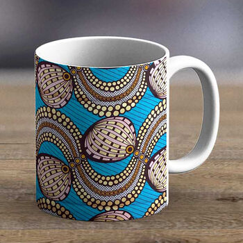 Blue And Grey African Fabric Mug 25, 2 of 2