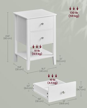 Set Of One/Two Bamboo Bedside Table Cloud White, 2 of 6