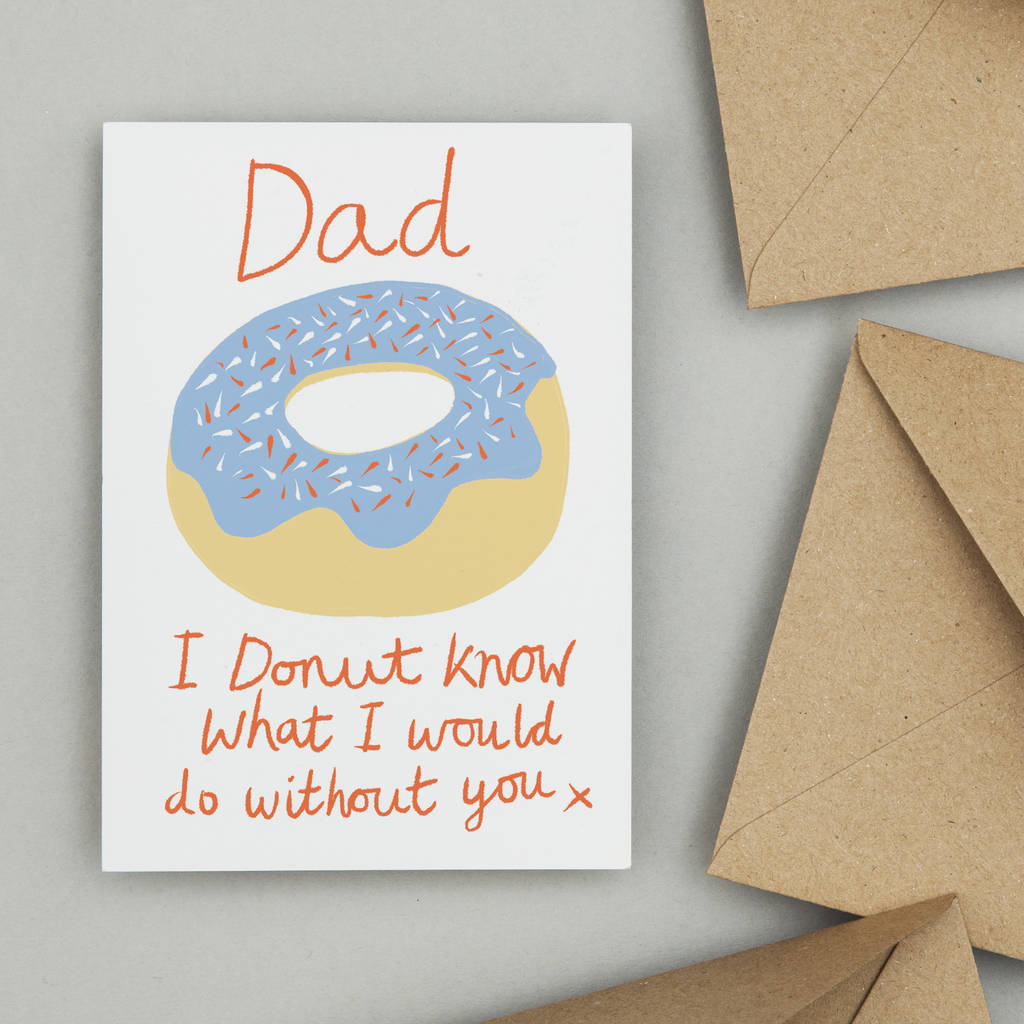 donut funny fathers day or birthday card for dad by so