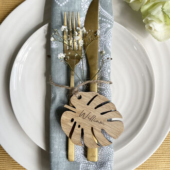 Personalised Wedding Place Setting Laser Cut Leaves, 4 of 8