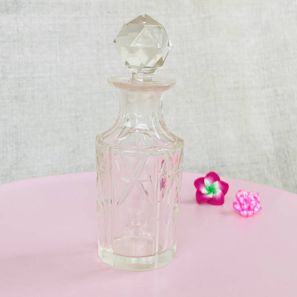Vintage Decorative Cut Glass Crystal Perfume Bottle ~ 35, 1 of 8