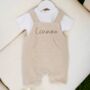 Personalised Beige Cotton Romper Set, thumbnail 1 of 3