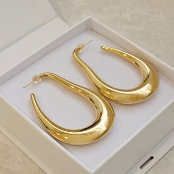 Irregular U Shape Hoops Gold, 4 of 8