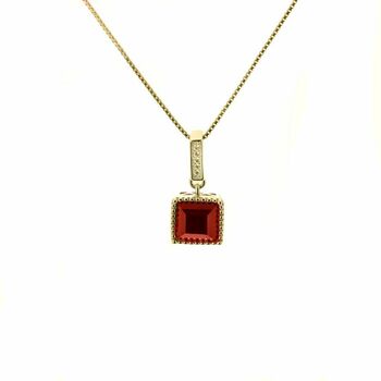Garnet 18k Gold Plated Square Necklace, 2 of 3