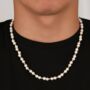 Shell Pearl Chain Necklace With Steel Gold Bead, thumbnail 4 of 11