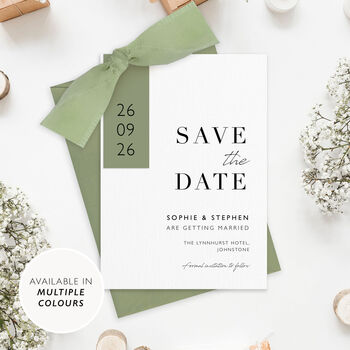 Luxury Wedding Save The Date Cards Ribbon Invitation Suite, 5 of 12