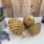Set Of Three Champagne Gold Pinecone Decorations Ornaments, thumbnail 8 of 9