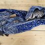Handmade Fair Trade Paisley Blue And Oatmeal Blanket, thumbnail 2 of 5