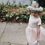 Girls Peach Lace Flower Girl Party Dress, thumbnail 4 of 8