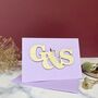 Personalised Entwined Wooden Letters 5th Anniversary Card, thumbnail 1 of 9