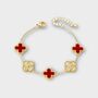 Double Sided 18 K Gold Plated Red Clover Bracelet, thumbnail 1 of 6