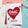 Omg Love Heart Card Anniversary / Valentines Card, thumbnail 2 of 2