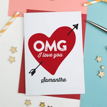 Omg Love Heart Card Anniversary / Valentines Card, 2 of 2