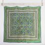 Green And Blue Floral Indian Block Printed Cotton Bed Quilt, thumbnail 4 of 9
