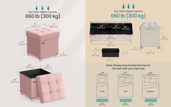 Folding Storage Ottoman Cube Footstool, 2 of 6