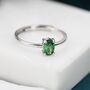 Sterling Silver Created Green Emerald Oval Ring, thumbnail 5 of 12