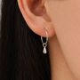 Sterling Silver Droplet Dangle Hoop Earrings, thumbnail 1 of 11