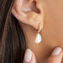 Gold Or Silver Huggie Pearl Drop Earrings, thumbnail 4 of 7