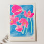 Flwrs 01 Abstract Floral Risograph Print, thumbnail 2 of 4