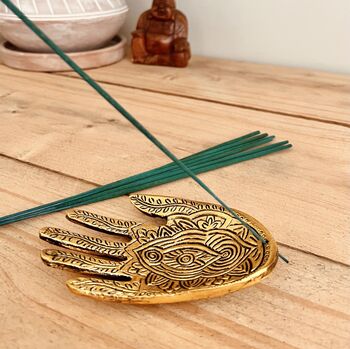 Handmade Hamsa Hand Incense Holder Mindful Home Decor, 2 of 5