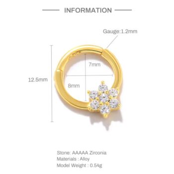 Gold Plated Pave Flower Hoop For Tragus Or Helix, 3 of 3