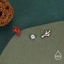 Sterling Silver Asymmetric Red Coral Branch Stud Earrings, thumbnail 4 of 12
