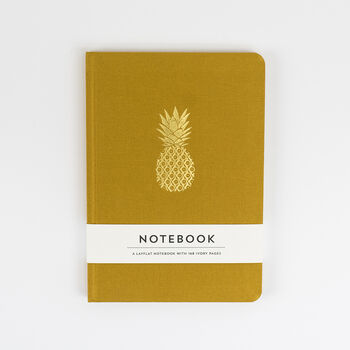 Pineapple Hardback Notebook In Mustard Yellow Fabric, 5 of 8