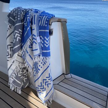 Patmos Patterned Peshtemal Towel Sky Blue, 7 of 9