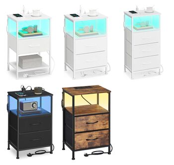 Bedside Table LED Charging Station Side End Table, 7 of 7