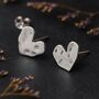 Sterling Silver Hammered Heart Stud Earrings, thumbnail 1 of 6