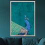 Custom Personalised Peacock Turquoise Art Print, thumbnail 1 of 6