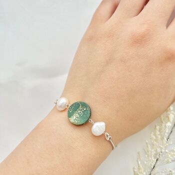 Clay And Freshwater Pearl Adjustable Handmade Bracelet, 6 of 10