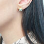 Gold Vermeil Plated Dalmatian March Birthstone Earrings, thumbnail 2 of 7