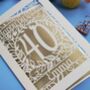 Personalised 40th Birthday Card Papercut Flower Design, thumbnail 10 of 11