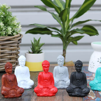 6x Matt Mini Buddha Assorted Colours, 7 of 8
