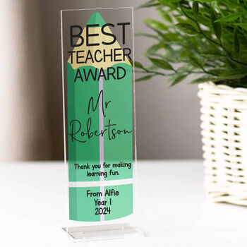 Personalised Best Teacher Pencil Acrylic Plaque, 2 of 3